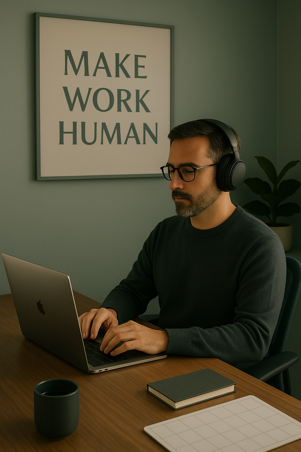 Man working quietly. Something Quiet is Brewing.